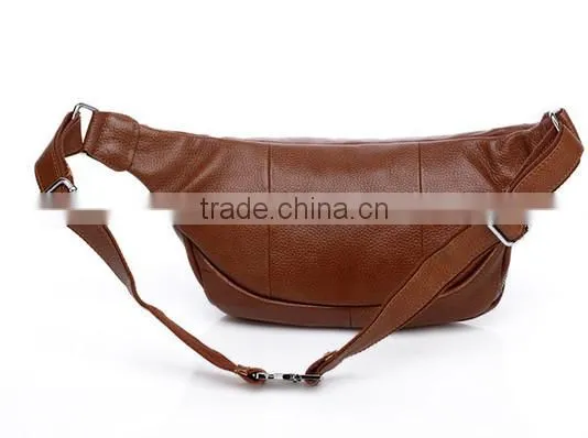 2015 New Design Fashion Man Leather Waist Bag Brown Waterproof Waist Bag for Men photo-4