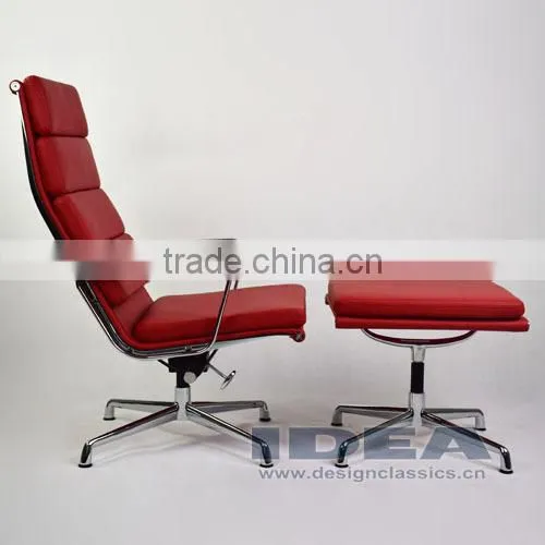Replica Charles Management Soft Pad Lounge Chair - Red Genuine Leather photo-6