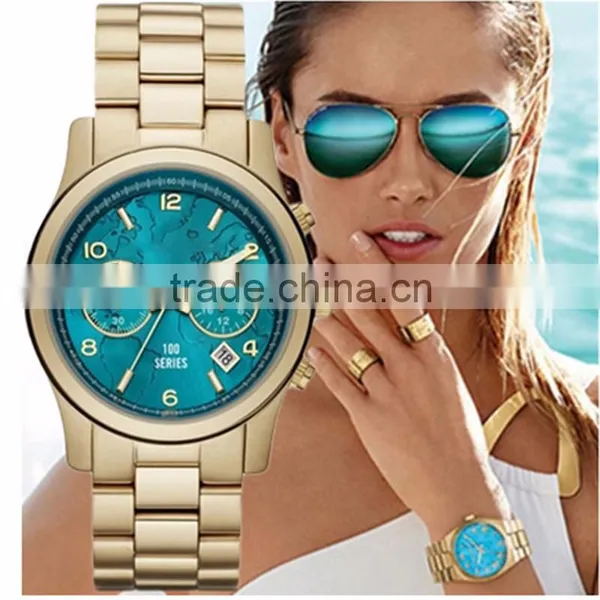 NEW !2015 Michael Fashion Casual Silica Gel USA Famous Brands Luxury Women Watch Korses Quartz Watch k Gold Wristwatch 3059