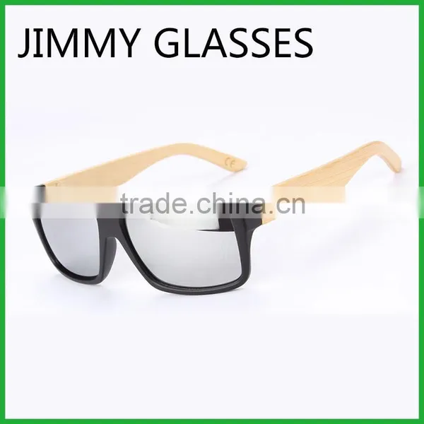 JMP622 2016 Popular Hot Sale Name Branded Cheap Mirrored Black Frame Plastic Bamboo Sunglasses