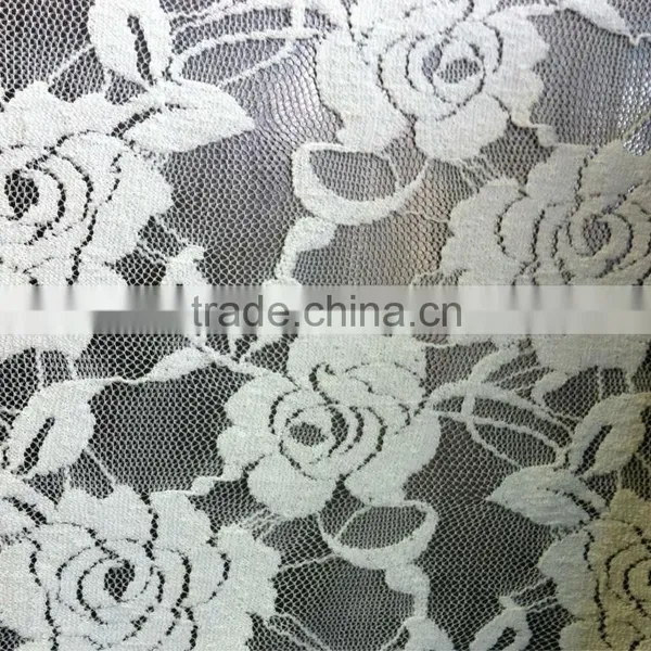 Rose Flower Nylon Lace Fabric in Stock Elastic Lace Fabric photo-2