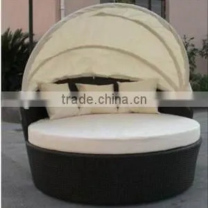 00 Outdoor Furniture Comfortable Round Handmade Rattan Garden Sunbed Sofa Bed YPS058 photo-6