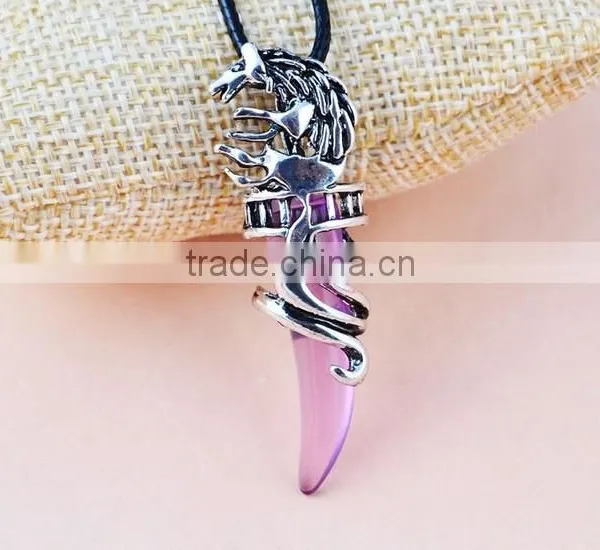 Women Men Wolf Fang Tooth Pendant Chain Stainless Steel Fashion Necklace photo-4