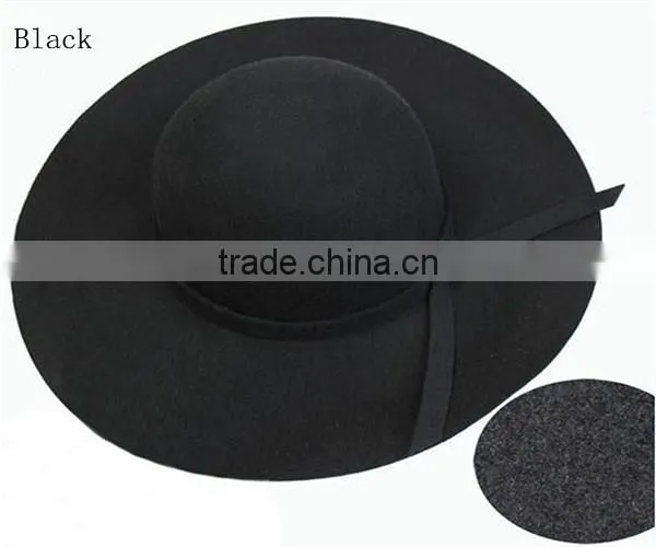Factory Price Soft Faux Ladies Wide Brim Wool Felt Hat photo-2