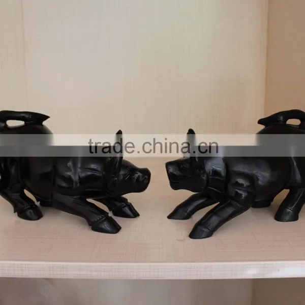 Natural Rock Black Obsidian Crystal Carving Cattle photo-2