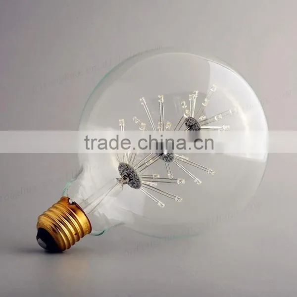 Vintage Retro Filament Light Bulb Round Shape Fireworks Led Light Bulb G125 photo-3