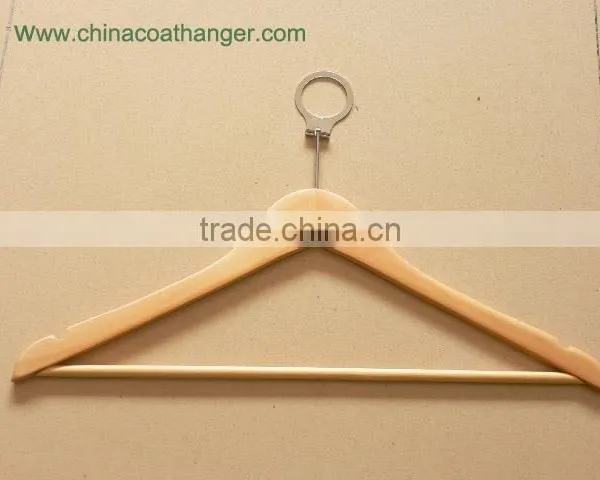 Natural Wooden Clips Garment Hotel Anti Theft Ring Wood Hospitality Coat Hanger photo-2