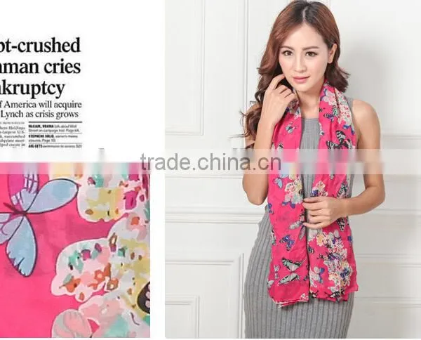 Butterfly Printed Scarf/chiffon Cheap Scarf/mix Design Fashion Scarf photo-3