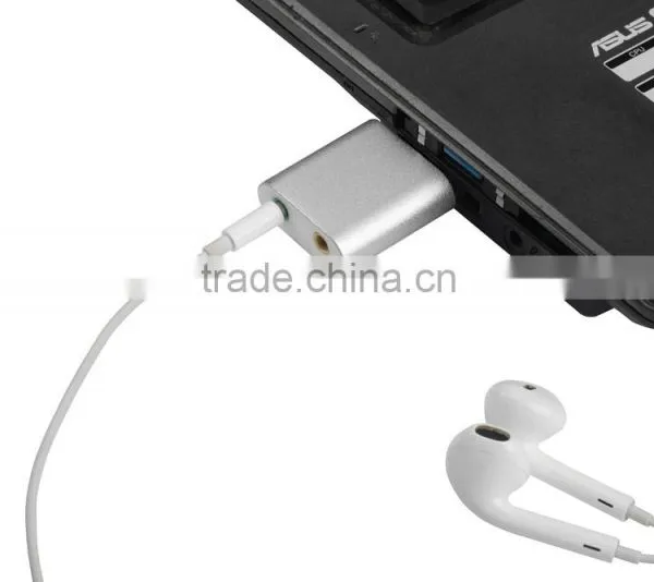 [New Arrival] Aluminum External USB Audio Adapter Sound Card With Stereo Headphone/Speaker and Mono Microphone Jacks photo-6