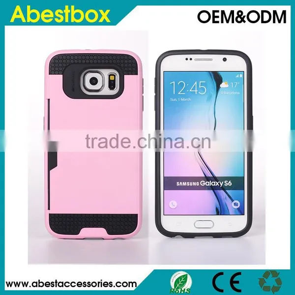 For Samsung Galaxy S6 Brushed Combo Case With Card Slot, for S6 G9200 TPU+PC Hybrid Cover Cases photo-3