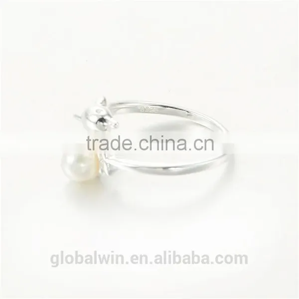 Silver Pearl Animal Dolphine 925 Sterling Silver Rings Jewelry photo-3