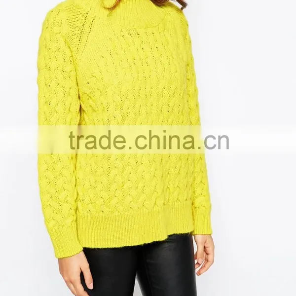 Women Acrylic and Wool Knit Chunky Sweater photo-4