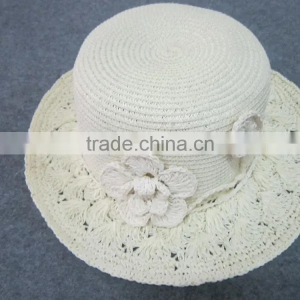 White flowers decor for sedge hat, special gift for beautiful ladies, handicraft from Vietnam