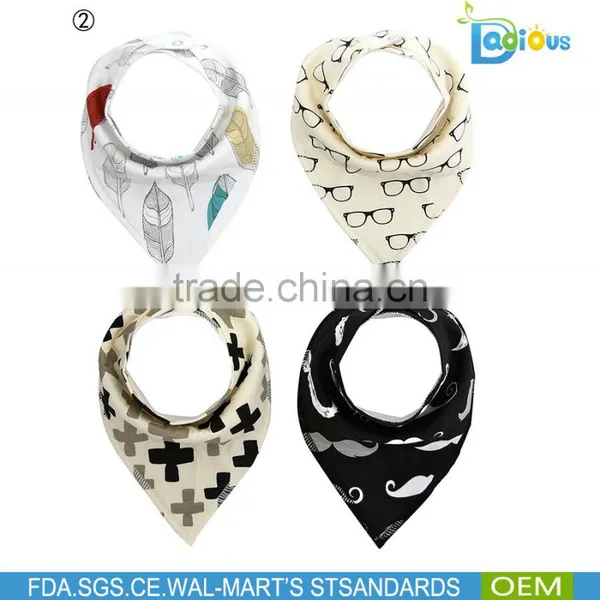 Stylish White and Black Baby Boys Bibs 100% Cotton Baby Bandana Bibs photo-5