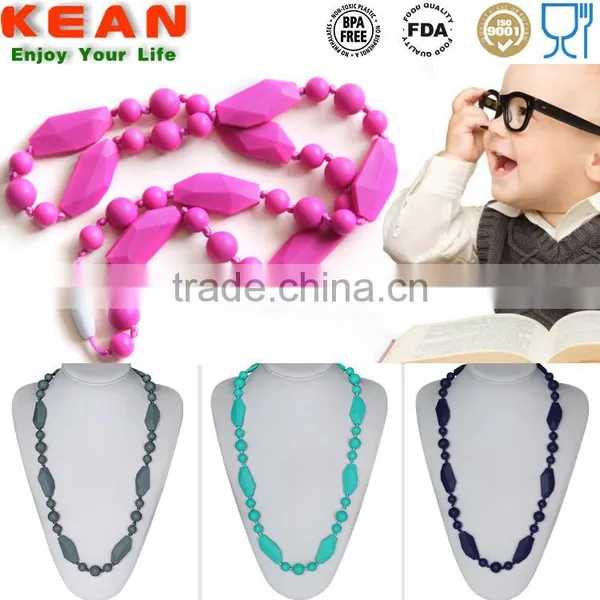 2016 Silicone Bead Necklace Quartz Pink Baby Teething Chew Teething Necklace photo-6