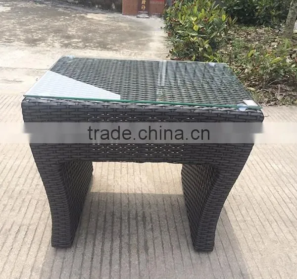 Modern Black Rattan High Back Wide Coffee Table Set photo-4