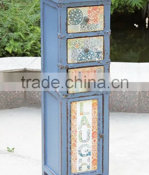 Top Quanlity Antique Fresh Blue Wooden Flower Rack