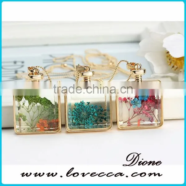 Wholesale Newest Dried Flower Pendant Women Gold Memory Necklace photo-5