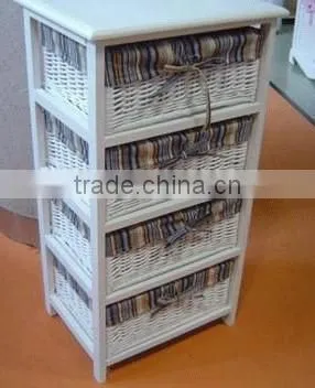 Tong Wood Living Room Display Shoe Cabinet With Wicker Drawer photo-2