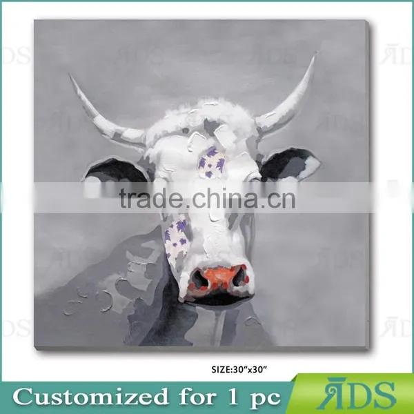 2017 Amazon Hotsell 100% Hand Animal Oil Painting Brown Cow With Stretched Frame Contemporary Artwork Ready to Hang 24 x 36 Inch photo-5