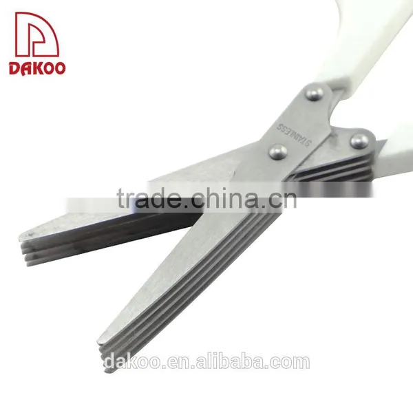 White Color Sand Polishing 5-Layers Herb Kitchen Scissors photo-3