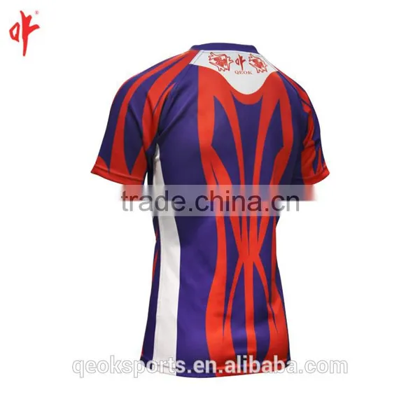 Navy Blue / Red Rugby Jersey Custom Made Sublimation Rugby Football Shirt photo-4