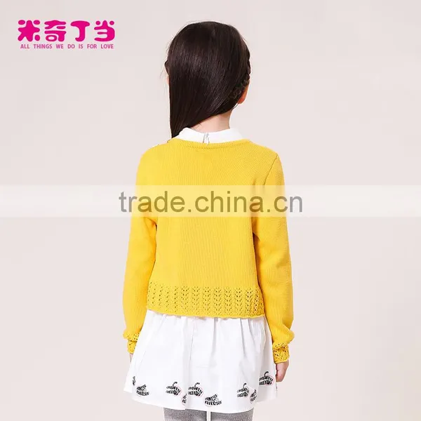 Girl Fancy Crocheted Cardigan Sweater Hand Knit Sweater Designs for Kids Children's Clothing photo-4