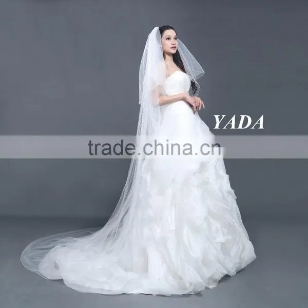 Off Shoulder Organza Fabric Bust Ball Gown Skirt Wedding Dress photo-4