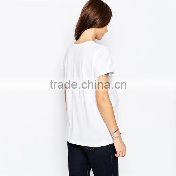 Loose Casual Maternity White t Shirts OEM Embroidered Smile Face t Shirt Wholesale Blank Maternity t Shirts photo-2