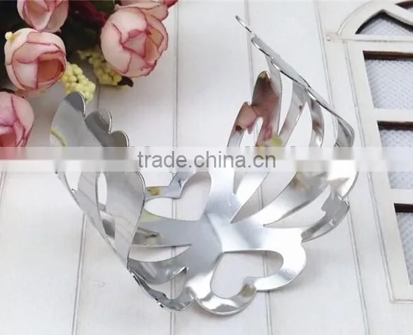 Elegant Metal Floral Bracelet Bangles, Silver Charm Hollow Flower Bangle Vners Jewelry photo-4