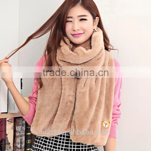 Women Scarf Imiation Fur Plush Neckerchief Girl Shawl Winter Warm Scarves Female Shawl Scarf Lovely Bear Neck Warmer photo-5