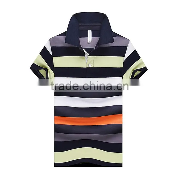 Wholesale Custom Polo T Shirt 2016 New Design Cotton Short Casual Striped Slim Contrast Color Men's Polo Shirt photo-5