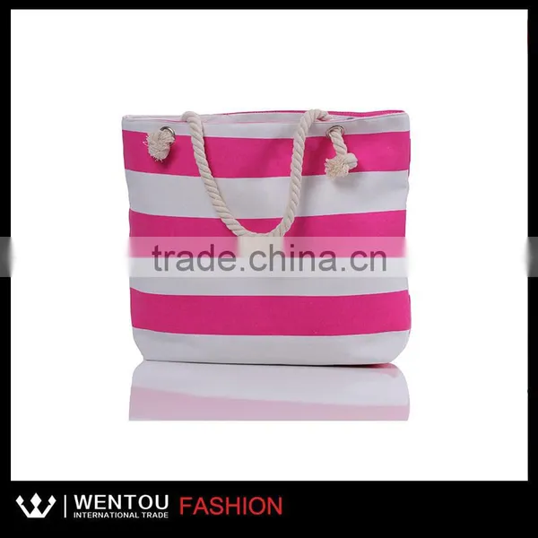 Hot Sale Canvas Stripe Beach Bag photo-2