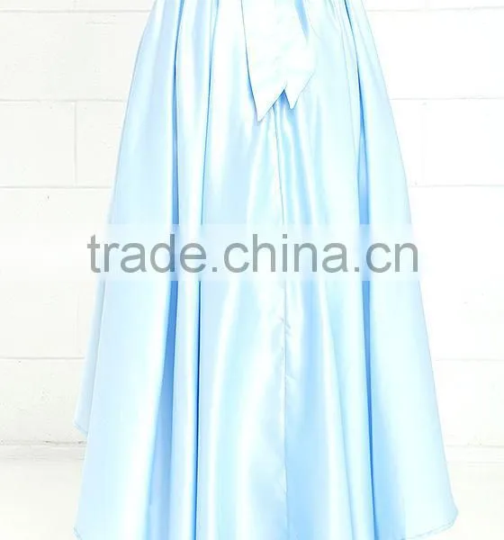 Latest Banded Waist Pleated Skirt Fashion High Low Design Maxi Skirt 2016 photo-3