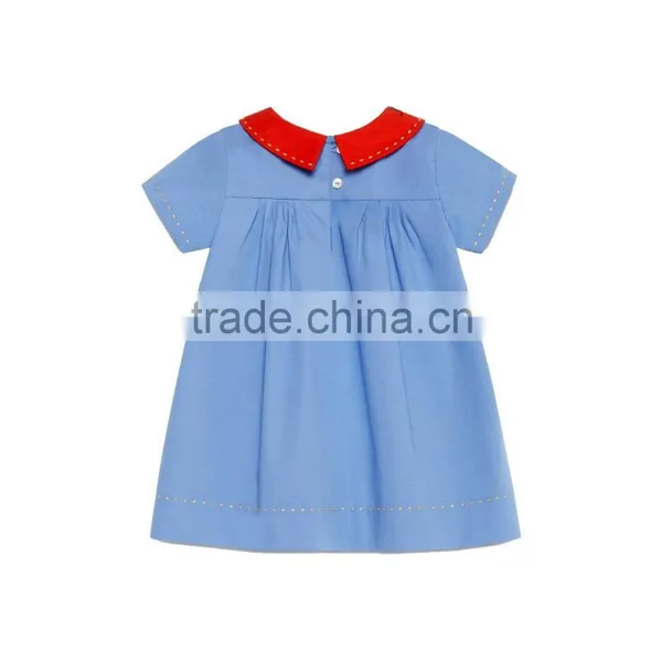 2017 New Style Cutsom Summer Children Baby Girls Cotton Poplin Dress Shirt With Embroidery photo-2