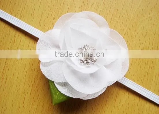 New Born Baby Girl Headband, Small Chiffon Flower Baby Headband photo-6