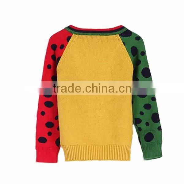 High Quality Contrast Color Cable Knit Boy's V-neck Cardigan Sweater photo-3