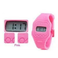 Pink Super Slim 7 mm Thickness EL Light Ultra Thin Silicone Digital Watch Promotion Gift