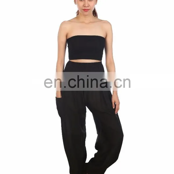 Lofbaz Women's Hippe Solid Drawstring Harem bohemian trousers Rayon Pants