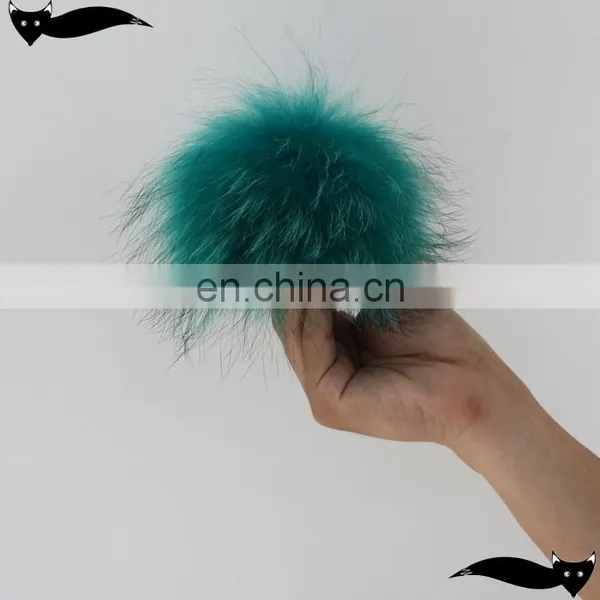 Genuine Pagoda Blue 14cm Raccoon Fur Pompom