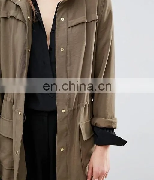 Hot Sale Fashion Ladies Long Dust Wind Coat Manufacture photo-4