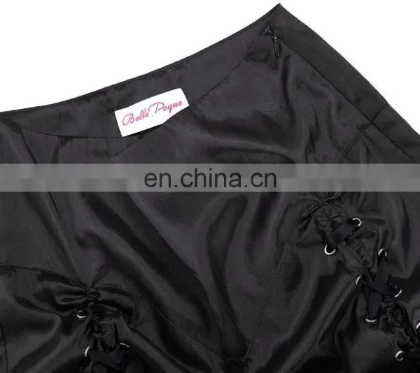 Belle Poque Women's Vintage Retro Gothic Victorian Style N/T Taffeta Long Black Ruched Skirt BP000208-1 photo-3