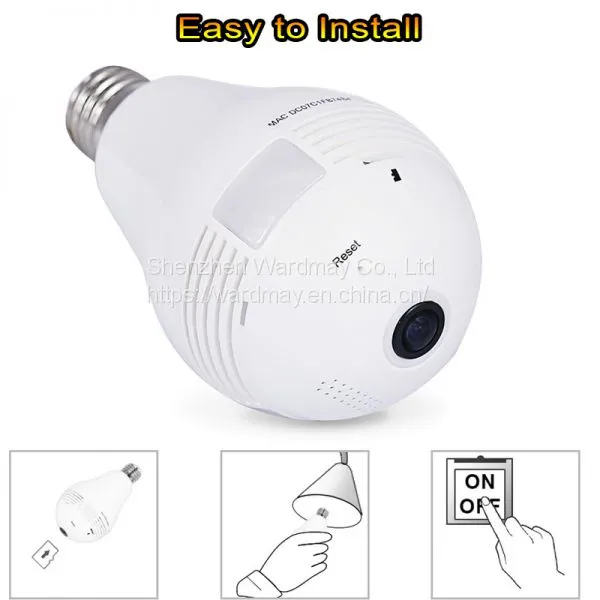 Wdm Security 360 Panoramic Camera 3.0MP Resolution Smart Home WiFi Lighting Bulb IP Camera photo-2