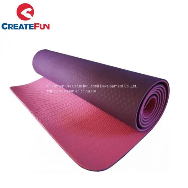 CreateFun Cheap Anti Slip High Quality Travel Custom Label TPE Yoga Mat Manufacture photo-3