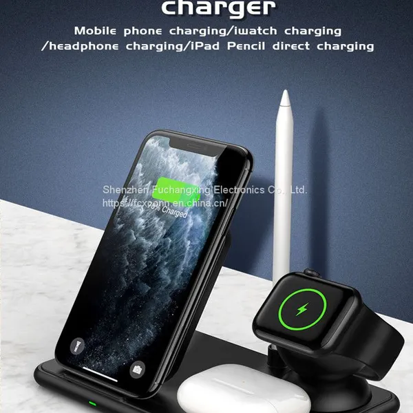 4 in 1 15W Wireless Charger Stand For IPhone12 11 Pro XSMAX Samsung S21 S20 S10 S9 Fast Charging Dock Station Phone