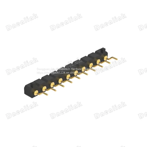 Dnenlink 3.00mm Pitch Single Row H2.5mm Plane Contact Right Angle Female Header SMT Type PogoPin Header With Peg photo-4