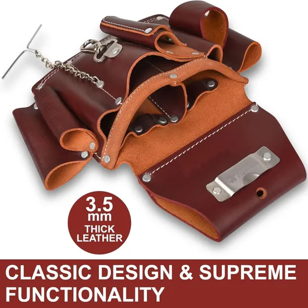 Maroon Grain Leather Electrician’s Tool Pouch | Carpenter Electric Tool Pouch/Belt | Electrician Pouch photo-3