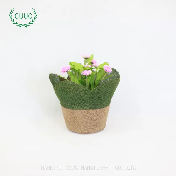 Burlap Fabric Plant Pot for Planter Jute Flower Pot Cover photo-3