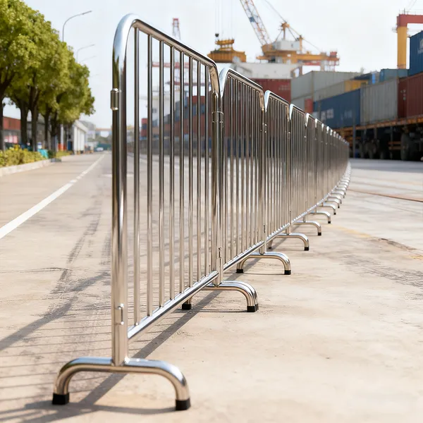 Portable Metal Crowd Control Barriers Guard Rail with Wheels-Black Aluminum Mojo Barriers