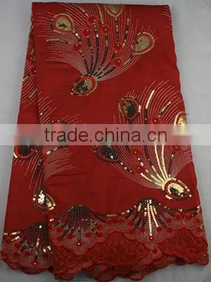 African Raw Silk George Fabric Sequin Embroidery Fabric Lace for Lady Dress GP1002 photo-5